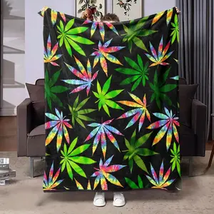 Premium Tropical Leaf Pattern Blanket, 1 Count Colorful Soft Warm Nap Throw Blanket, Air-conditioned Room Blanket for Home Office Travel Camping Dormitory - Available Now