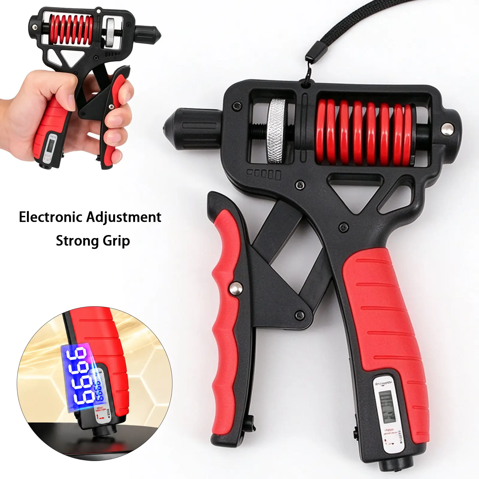 Electronic Adjustable H-Shape Hand Gripper, 11-364 Lbs Resistance Hand & Forearm Strengthener, Finger Exerciser for Hand Therapy & Muscle Relaxation, Portable Fitness Gear for Golf, Rock Climbing & Pull-Ups