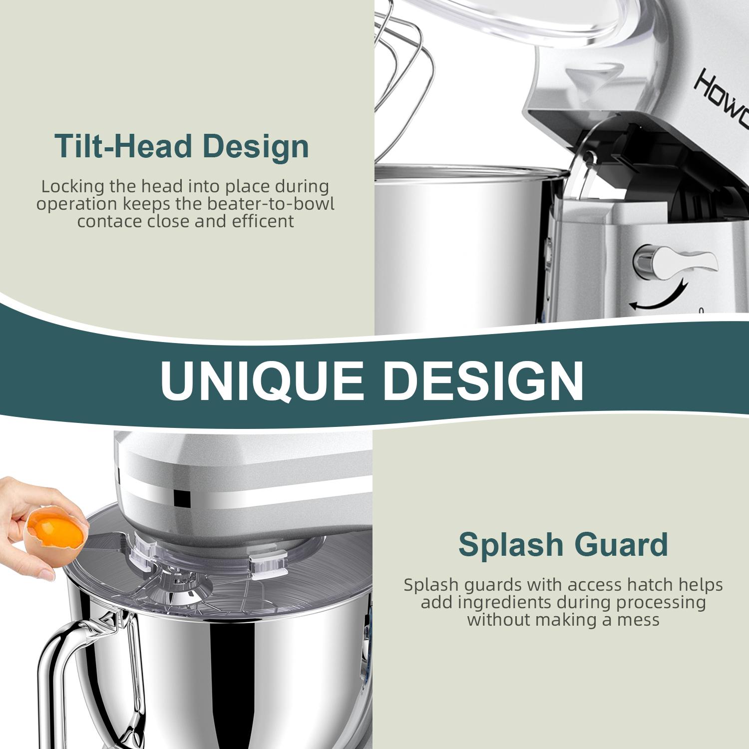HOWORK Electric Stand Mixer, 10+ Speeds, 6.5 QT Stainless Steel Bowl, Heavy Duty Kitchen Mixer with Dough Hook, Wire Whip & Beater, for Baking & Home Cooking HOWORK Electric Stand Mixer, 10+ Speeds, 6.5 QT Stainless Steel Bowl, Heavy Duty Kitchen Mixer with Dough Hook, Wire Whip & Beater, for Baking & Home Cooking