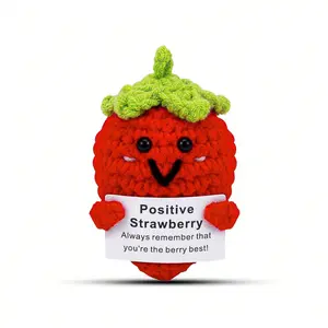 Handmade Strawberry Gift, Crochet Doll Toy with Card, Cute Knitted Fun Strawberry Doll, Christmas and New Year Gift, Party Table Decor