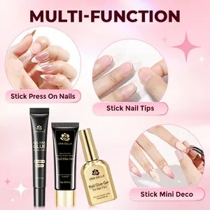 UNA GELLA Nail Glue Collection – Solid, Brush-On & No Light Gel Nail Glue for Press-On Nails, Acrylic Tips & Gel Jelly Tips, Super Strong Hold, DIY Manicure Essentials