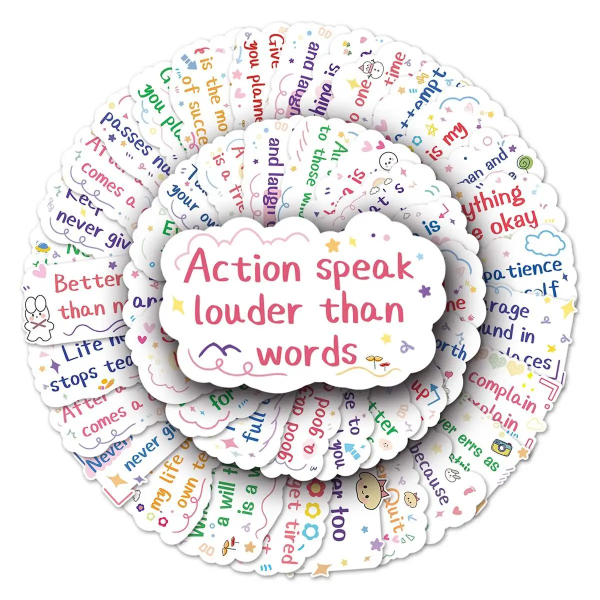 100pcs Motivational English Graffiti Pattern Sticker, Creative Graffiti Decorative Sticker For Computer, Notebook, Luggage, Refrigerator