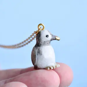 Penguin Necklace | Camp Hollow Ceramic Animal Jewelry | Porcelain Pendant
