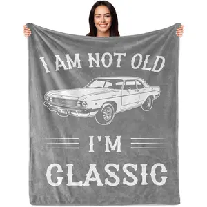 Gifts for Men, Funny Birthday Gifts for Him, Best Older Men Gift Ideas, Unique Gag Present for Elderly People Father Grandpa Dad Husband Uncle, Retirement Present for Man 60"X50" Blankets, Printed on One Side with a Plain White Back, Halloween Thanksgivin