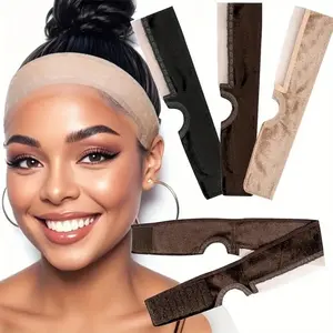 Wig Grip Band Women Adjustable: Wig Gripper with Ear-Cutouts Natural Lace Edge - Adjustable Non-Slip Off Band with Velcro Comfortable Breathable No-Headache Headbands On Forehead