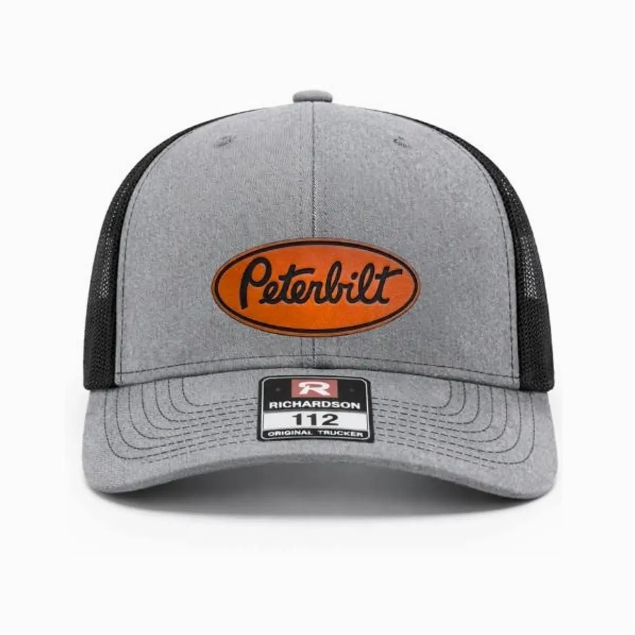 Peterbilt Truck Leather Patch Richardson 112 Hat, Semi Trucker Driver Logo Cap, Big Rig Heavy Duty Diesel Custom Snapback, Retro Outdoor Country Farm Highway Vehicle Statement Gift For Him, Vintage Simple Classic Sun Cap, Casual Daily Wear Headwear