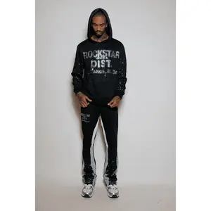 Thryll Black/Clear Rhinestone Hoodie/Stacked Flare Track Set