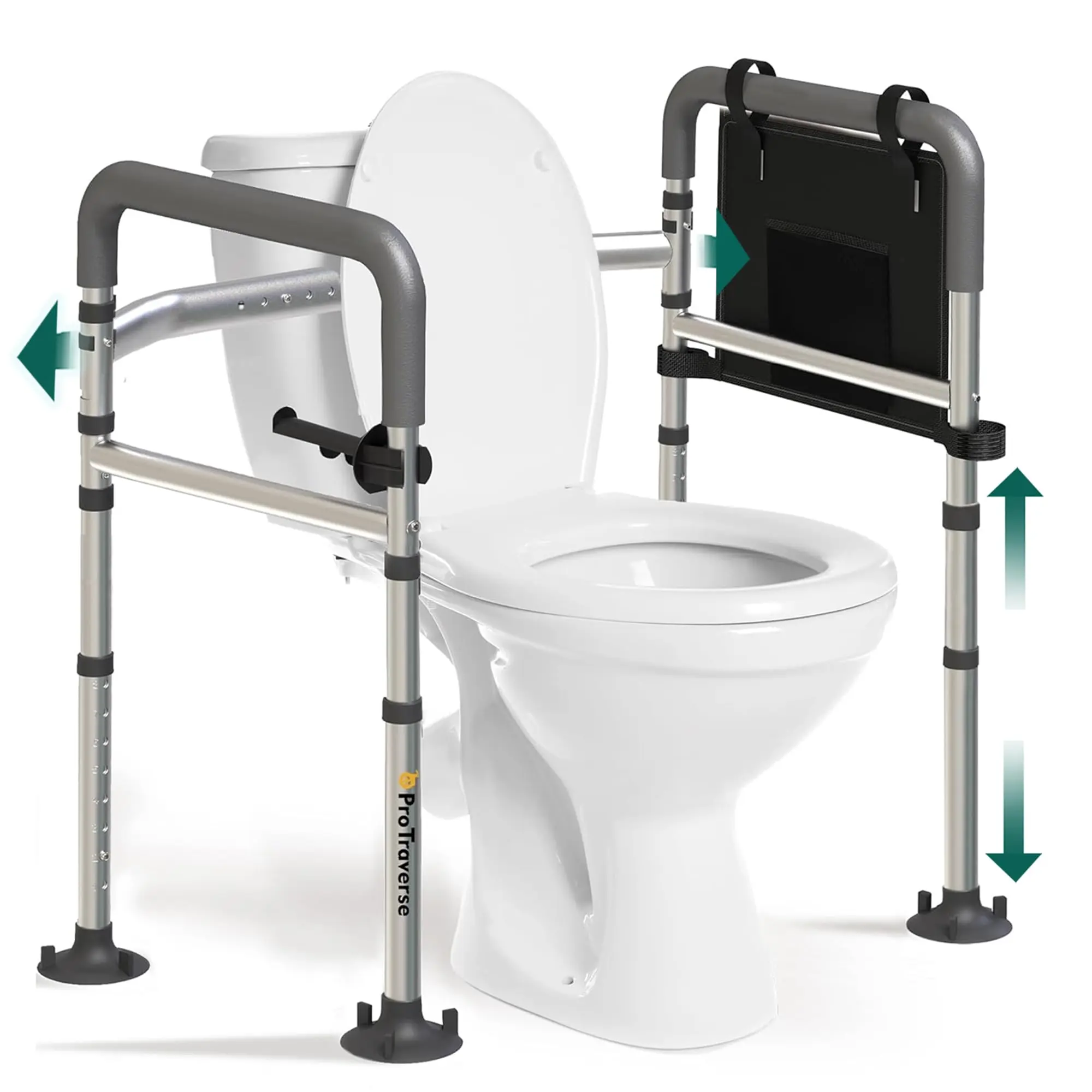 Foldable Toilet Safety Rails with Adjustable Support Handles