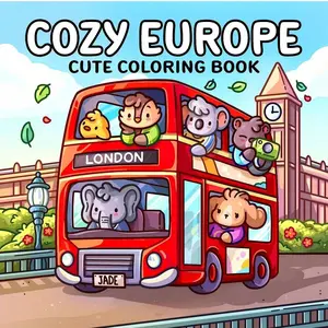 1pc COZY EUROPE coloring book For Adults And Kids, Simple And Big Designs, Large Illustrations For Relaxation, suitable for boys and girls, zero foundation drawing to relieve stress coloring book, Christmas gift, Back to school gifts