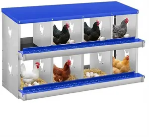 Heavy Duty Galvanized Build - Metal Chicken Nesting Box for Small Animals - 8 Compartments, Wall Mount, Easy Egg Collection, No Legs - Orange Red, 8 Compartments, No Legs