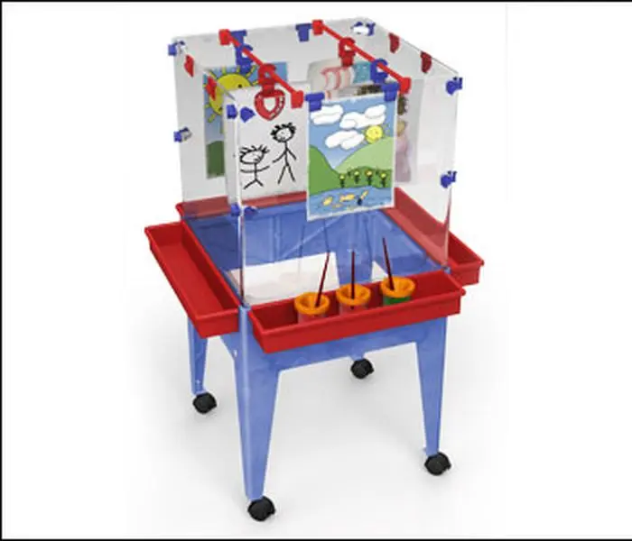 Youth 4 Station Space Saver Easel with 9 in. deep clear tub