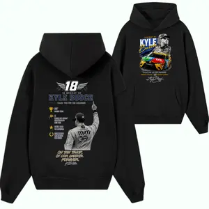 Kyle Busch #18 Memorial Racing Hoodie – Vintage NC Inspired Graphic Pullover Sweatshirt for Motorsport Fans