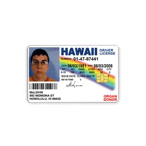 Credit Card Sticker Skins -McLovin I.D for EBT, Transportation Key, Debit, Credit Card Covering, Slim, Waterproof Vinyl Skins Decal