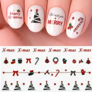 Christmas Nail Decals Holiday Vibe Tree Present Nail Art Peel & Stick