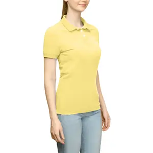 PAGE and TUTTLE Womens Solid Jersey Short Sleeve Shirt Golf Casual Casual - Yellow
