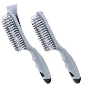 Stainless Steel Wire Brush Set 2 count,Heavy Duty Wire Brushes with  Handle & Metal Scraper,for Cleaning Welding Slag & Rust,Dust and  Scrubbing