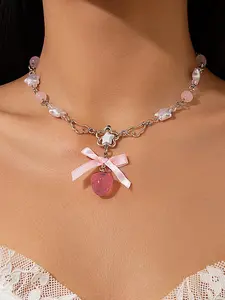 Cute Butterfly & Strawberry Design Pendant Necklace, Fashion Jewelry for Party, Daily Clothing Decor, Trendy All-match & Exquisite Jewelry for Birthday Gift, Charms Necklace