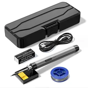 Mini Portable Household USB-C Interface Electric Soldering Iron Set with Ceramic Heating Core, 800mAh Battery for 3C Devices, Toys, Headphones Repair