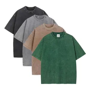 1/4 Pack Oversized Tshirts Unisex Gym Vintage Heavyweight T Shirts Cotton Workout Acid Wash Baggy Tees