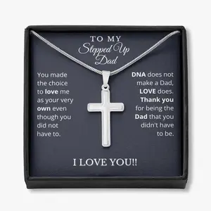 To My Stepped Up Dad, Stepped Up Dad Cross Necklace, Stepped Up Dad, Stepfather, Step Dad Father'S Day Gift, Step Dad, Father'S Day Gift, Christmas Gift