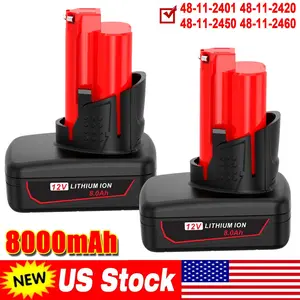 high quality  2 Packs For Milwaukee 48-11-2460 for M12 12V LITHIUM Extended Capacity Battery