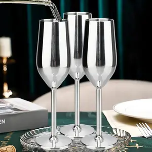 4PCS Stainless Steel Champagne Flutes – 8oz Unbreakable Silver Glasses for Indoor & Outdoor Use, Reusable Drinkware That Keeps Drinks Cold, Elegant Gift Idea