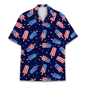 American Ice Cream Aloha Shirt, Patriotic Hawaiian Shirt for Men Women Youth Summer Vacation and Party Outfit