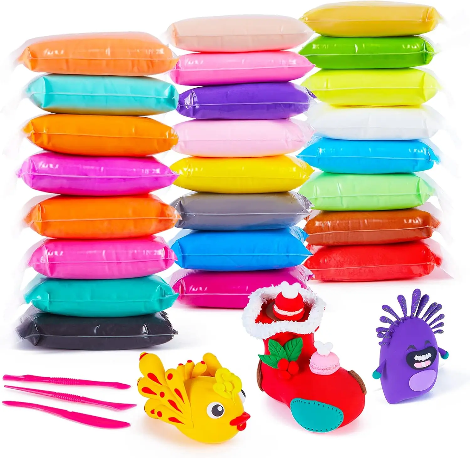 Air Dry Clay Modeling Clay with Sculpting Tools, Non-Toxic Self Drying Soft Clay for Kids and Adults, Gift for Boys and Girls