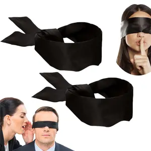 2 Pcs Silk Satin Sleep Mask, Soft Blindfold Eye Cover 155cm/62" for Travel Flight Naps, Valentine Gift for Men Women