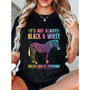 100% Cotton Ehlers Danlos Syndrome Black And White EDS Zebra T-Shirt