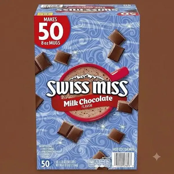 Swiss Miss Milk Chocolate Hot Cocoa Mix – 50 Single-Serve Packets (1.38 oz Each)