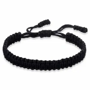 Black Bracelets - Handmade Tibetan Buddhist Lucky Rope Wristbands for Men & Women, Adjustable Spiritual Jewelry, Protection & Couple Gift"