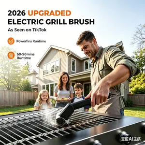 Rechargeable Electric BBQ Grill Cleaner Brush, Dual Speed Outdoor Grill Cleaning Brush, Automatic Water Spray, Stainless Steel Rotating Head