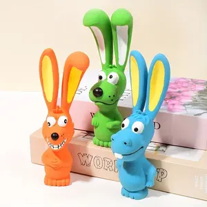 New 2pcs Pet Latex Toys Long Ears Rabbit Animal Series, Teeth Cleaning Natural Rubber Squeaky Toy, Non-Sponge Rubber, Not for Machine & Instrument Use