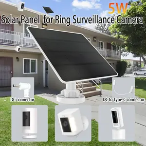 NORWILL 5W Solar Panel for Ring Surveillance Camera with DC Connector & Type-C Options Outdoor Security System
