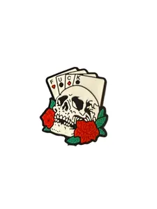 F/S14- (1)PC 1.2" Skeleton W/Deck of Cards/FU*K/Red Roses Focal Bead for DIY Keychains, Wristlets, Cup Charms, Car Charms ETC