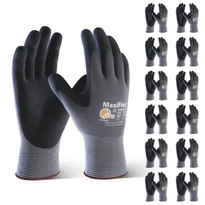 12 Pairs MaxiFlex PIP Gloves | MaxiFlex Ultimate 34874 Gloves Micro Foam Nitrile Coated Palm Coat