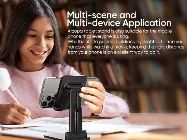 ARZOPA CellPhone Folding Stand, Adjustable & Foldable Sturdy Holder for Desk Smartphone Accessories Compatible iPhone, iPad, Portable Monitor 7"-15.6" ARZOPA CellPhone Folding Stand, Adjustable & Foldable Sturdy Holder for Desk Smartphone Accessories Compatible iPhone, iPad, Portable Monitor 7"-15.6"