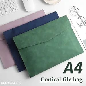 A4 PU Leather Document Bag, 1 Count Waterproof File Folder, Files Organizer, Office Stationery Storage Bag, Students Can Use Stationery, Necessary for The Start Of School, Pouch