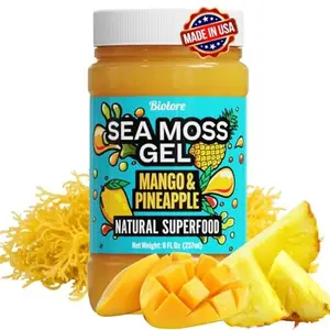 Biolore Sea Moss Gel Mango Pineapple – Flavored Superfood with Natural Electrolytes – Wildcrafted Mango Jam Sea Moss, with Minerals, Vegan, Made in USA – 8oz Trial Size