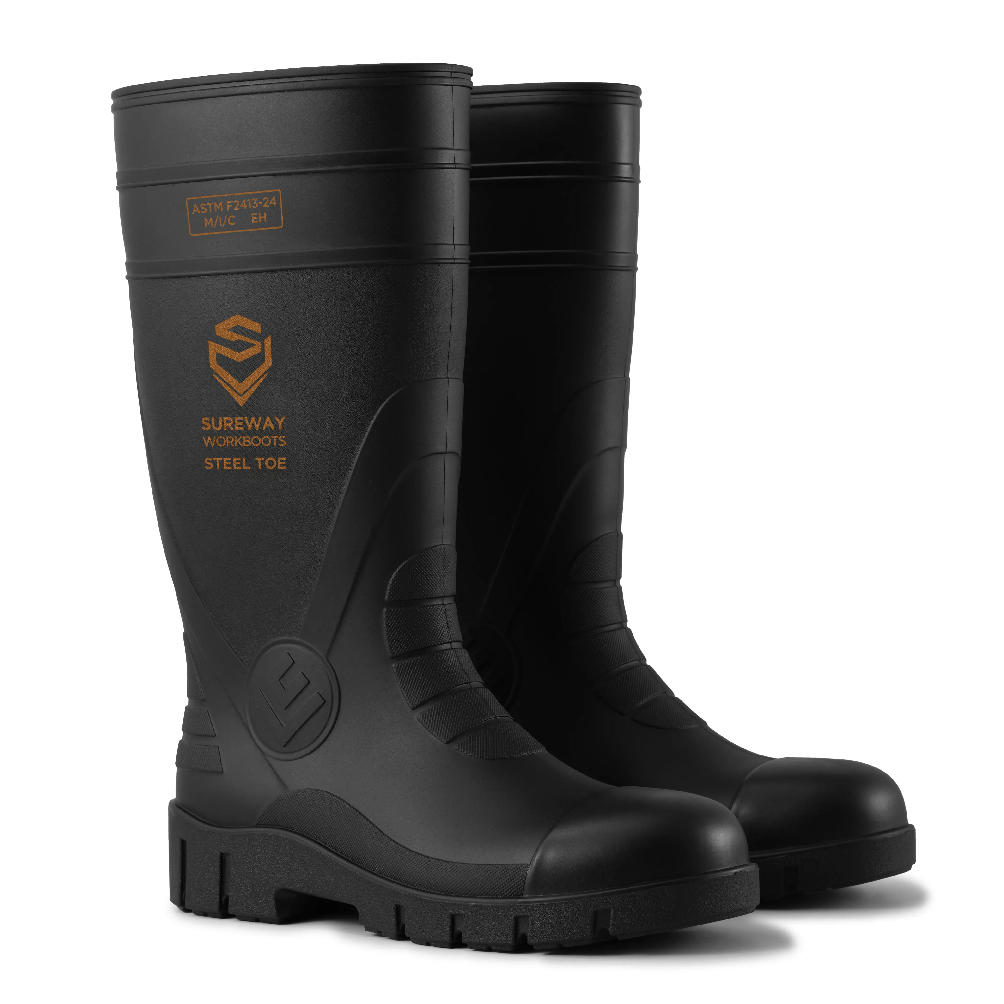 SUREWAY Men's PVC Rain Work Boots, Waterproof Knee-High Pull-On SUREWAY Men's PVC Rain Work Boots, Waterproof Knee-High Pull-On
