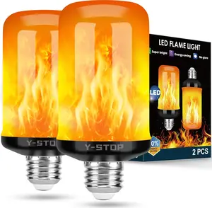 Upgraded LED Flame Light Bulbs, 4 Modes Flickering Light Bulb Outdoor with Upside Down Effect, E26 Base Flame Bulb for Christmas Decorations Outdoor, Halloween Lights, Party Decor (2 Pack)