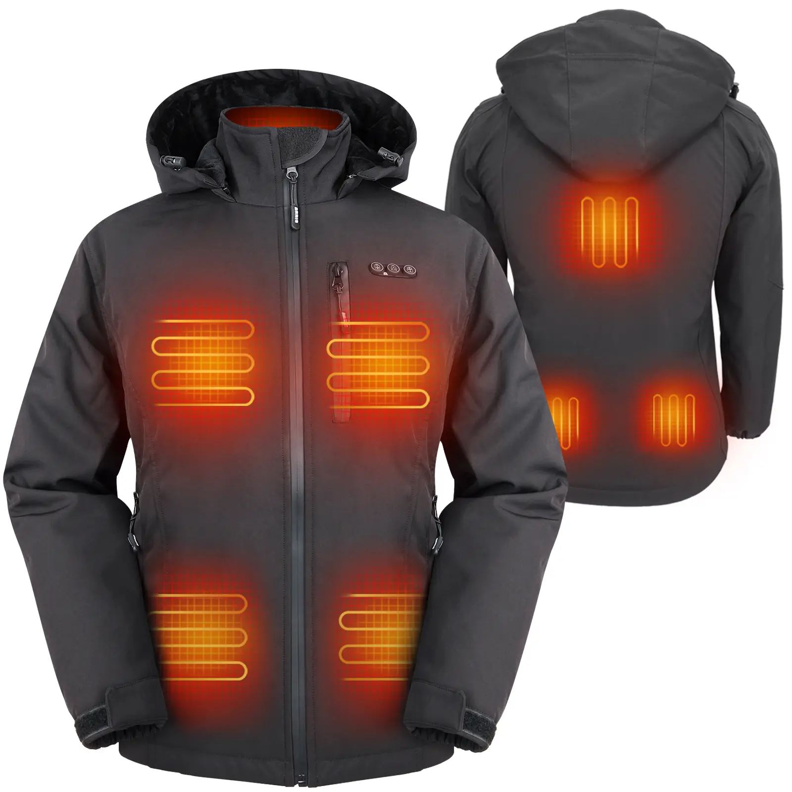 ARRIS Women’s Heated Jacket | Waterproof | Electric Heating Coat | 7.4V Battery | Detachable Hood | 8 Heating Areas