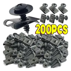 100 U-Shaped Clips with 100 Screws, Metal Wall Decor Accessories, Artwork Hanging Fasteners, Durable & Secure Mounting Solution
