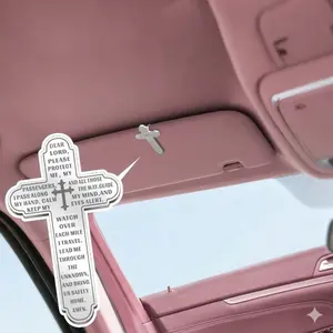 1Pc Cross Prayer Car Sun Visor Clip, Guardian Angel Travel Visor Clip, Fashion Car Decor Medal, Auto Interior Decoration Accessories, Blessing Ornament for Men & Women Drivers, Ideal Gift for Christmas, Birthday & Anniversary