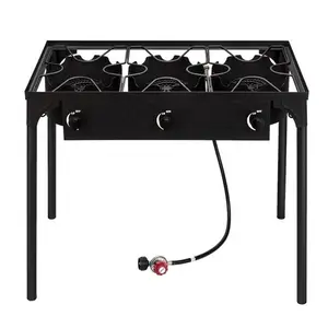 Costway Double Burner Gas Propane Cooker Outdoor Picnic Stove Stand BBQ Grill