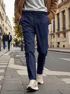Men's Autumn New Arrival Corduroy Casual Waistband Floral Patchwork Jogger Pants, Comfortable & Versatile Outdoor Commuting Wear