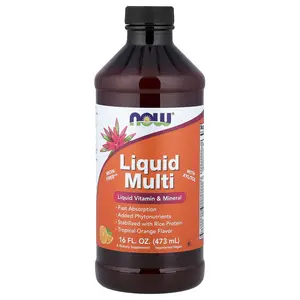 NOW Foods Liquid Multi with Xylitol, Iron-Free, Tropical Orange, 16 fl oz (473 ml)