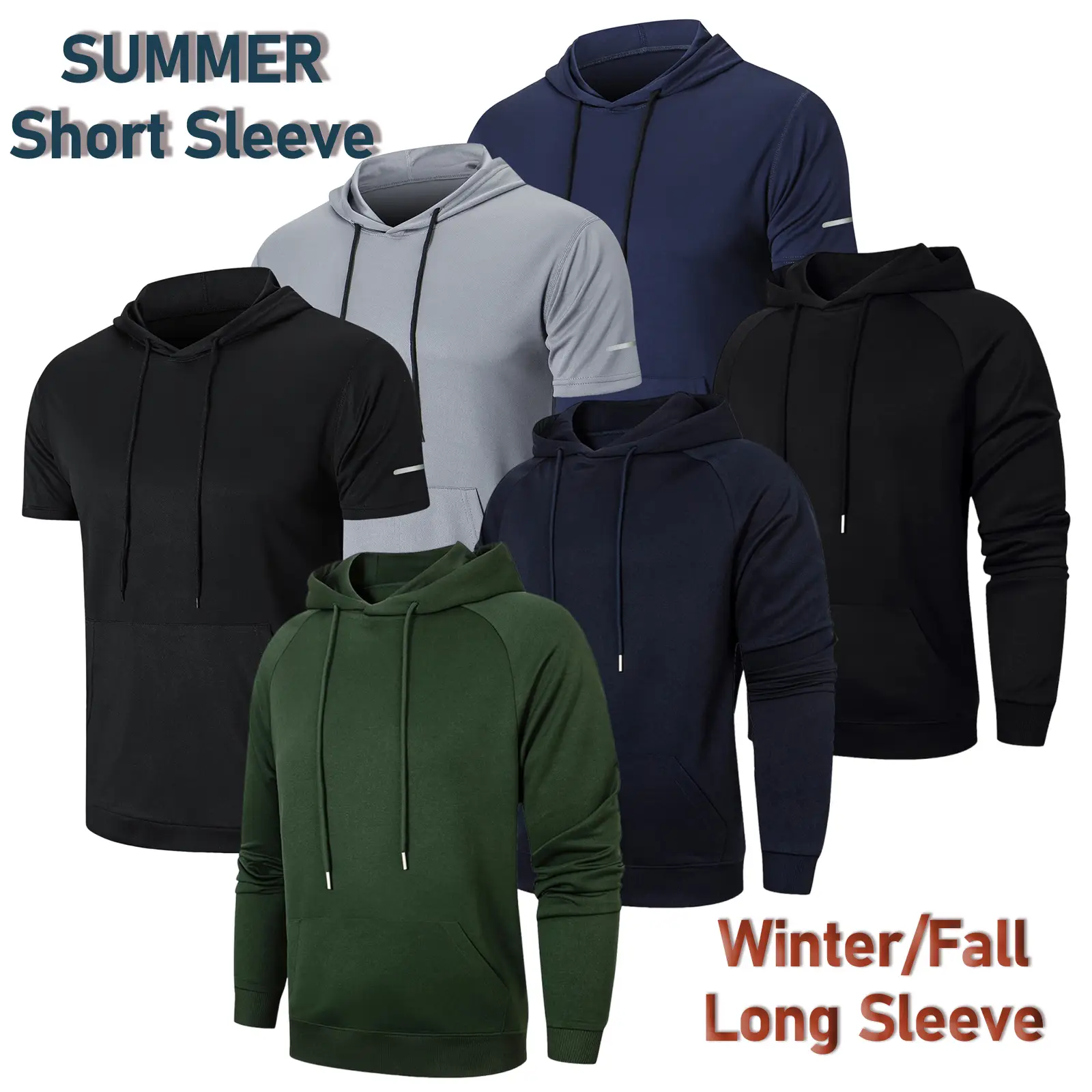 【Purchase One Size Large】 Men's 3 Pack Fashion Athletic Hoodies Shirts Short/Long Sleeve Sport Sweatshirt Moisture Wicking Workout Mesh Athletic Fall