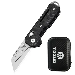 Tgzuo Folding Utility Knife with Carbon Fiber Handle, Mini Edc Paper Cutter, Pocket Outdoor Tool, Compact and Portable Design
